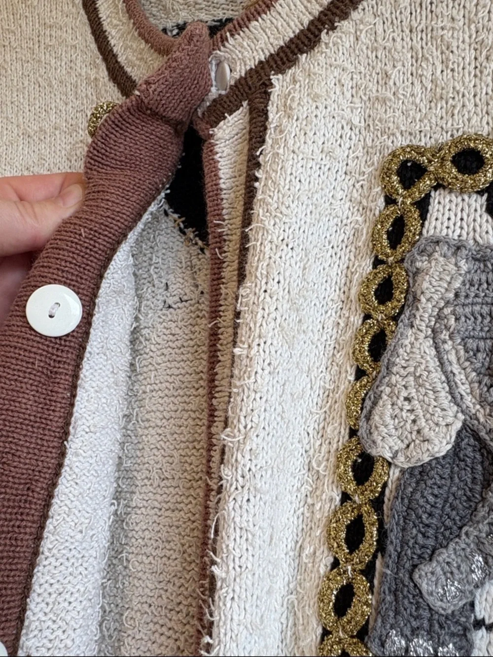 The Collective Works of Beaek | Cream Safari Animal Cardigan Size Large - Picture 4 of 7